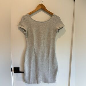 Gray Herringbone Fitted Dress